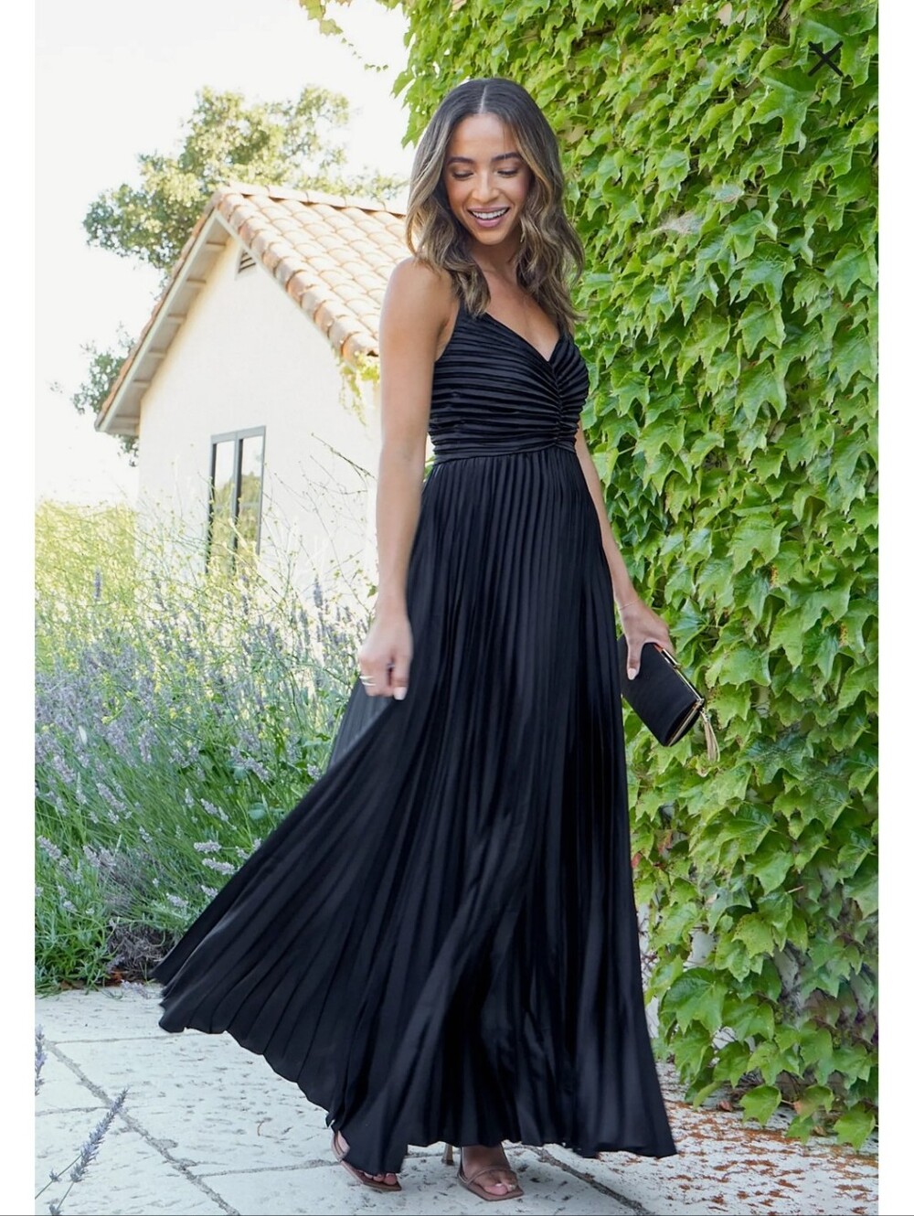 Petal & Pup Black Pleated Maxi Dress